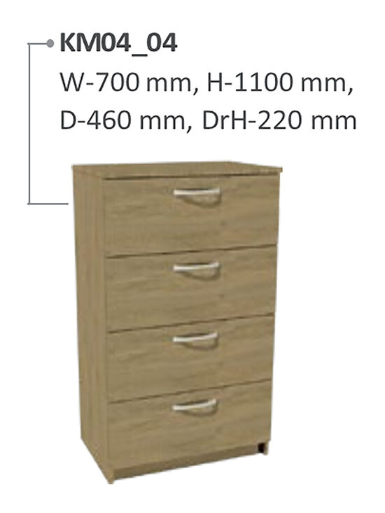 Kumode ar četrām atvilktnēm